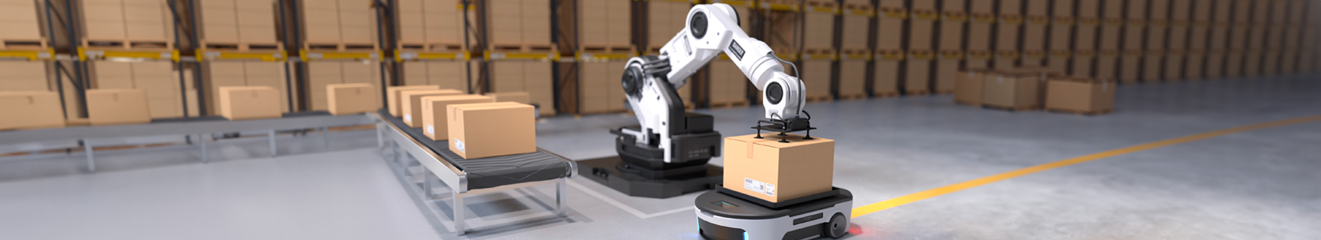 Robotic arm lifting packages