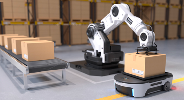 Robotic arm lifting packages