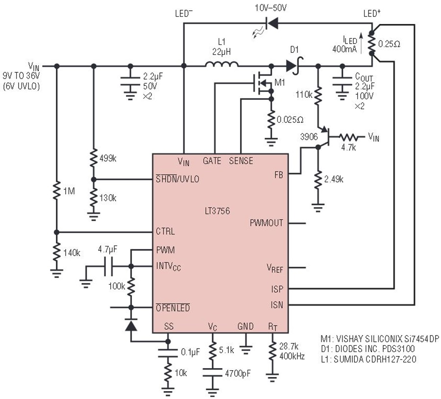 100V Controller in 3mm × 3mm QFN or MSE Drives High Power LED Strings ...