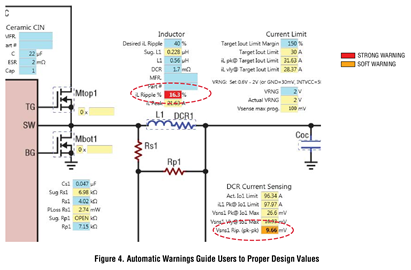 Figure 4. Automatic Warnings Guide Users to Proper Design Values