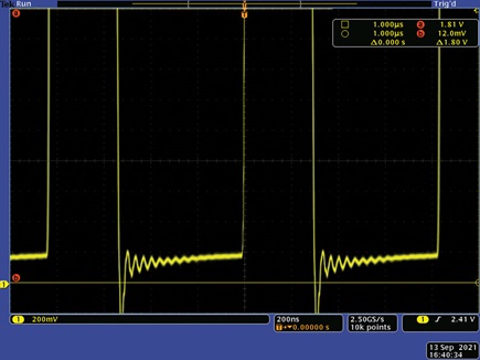 Figure 2. Switch node voltage, 2 V input, nonbootstrapped.