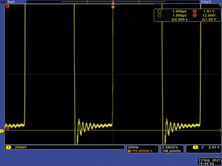 Figure 3. Switch node voltage, 3 V input, nonbootstrapped.