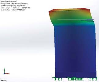 Figure 7. Mode 1, deformation in the lid, far away from the rigid sensor base. Figure 7. Mode 1, deformation in the lid, far away from the rigid sensor base.