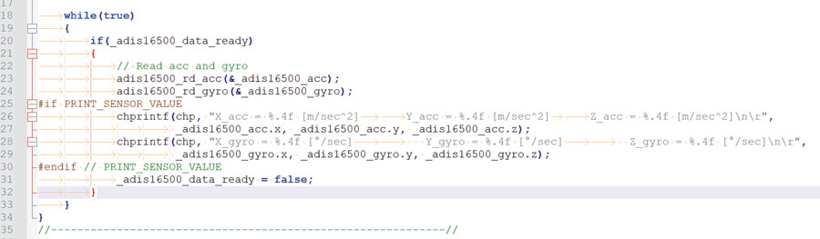 Figure 4. A sensor output reading example.