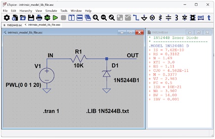 Figure 4. Using a .LIB directive to import models from a file.