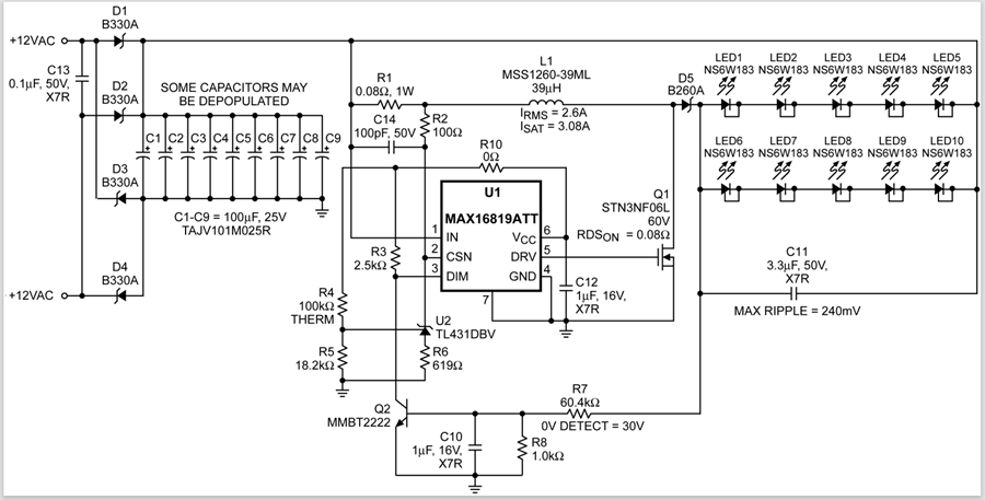 Reference Design for a 5S2P AR111 Lamp LED Driver | Analog Devices