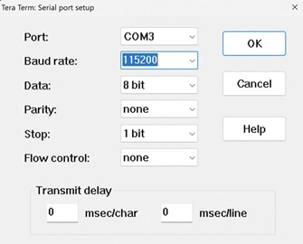 Figure 4. Tera Term settings. Figure 4. Tera Term settings.