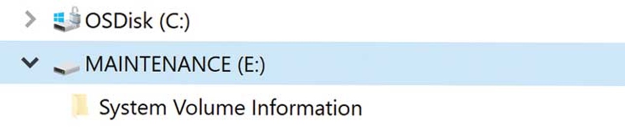 Figure 8. The MAINTENANCE drive. Figure 8. The MAINTENANCE drive.