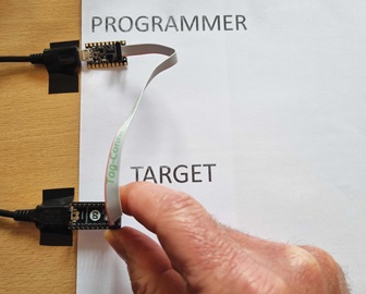 Figure 9. Connecting the programmer to the target. Figure 9. Connecting the programmer to the target.