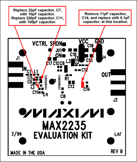 Figure 7. Component Placement Guide for the MAX2235 PA for GSM and 900MHz.