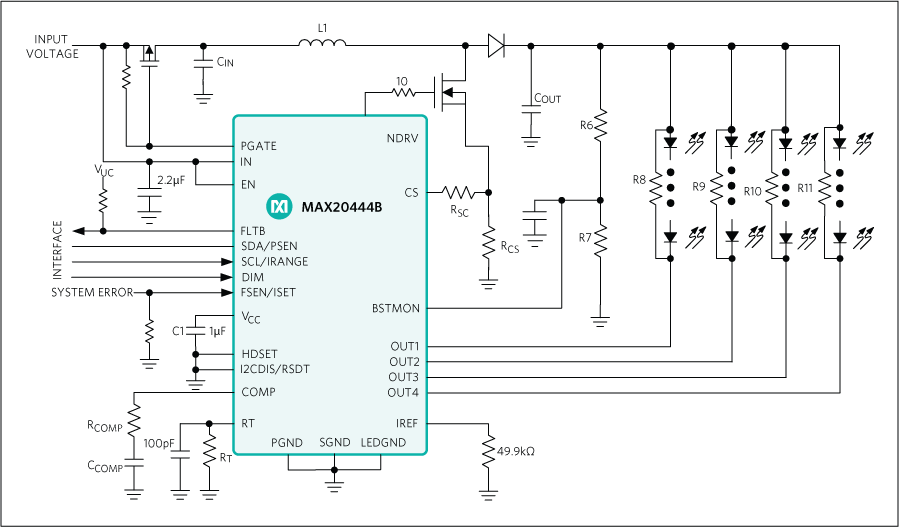 MAX20444B: TTypical Application Circuits