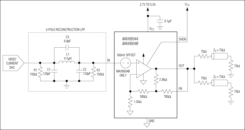 MAX9504, MAX9504A, MAX9504B: Typical Operating Circuit