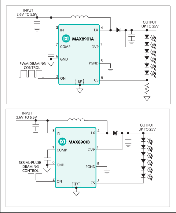 MAX8901A, MAX8901B: Typical Operating Circuits