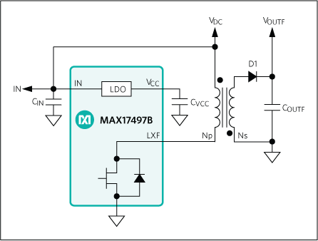MAX17497A, MAX17497B: Typical Startup Circuit