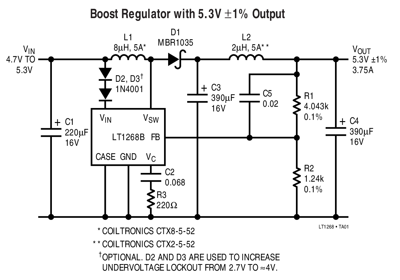 Boost Regulator with 5.3V ±1% Output