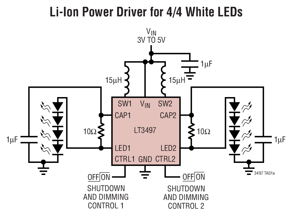 Li-Ion Power Driver for 4/4 White LEDs