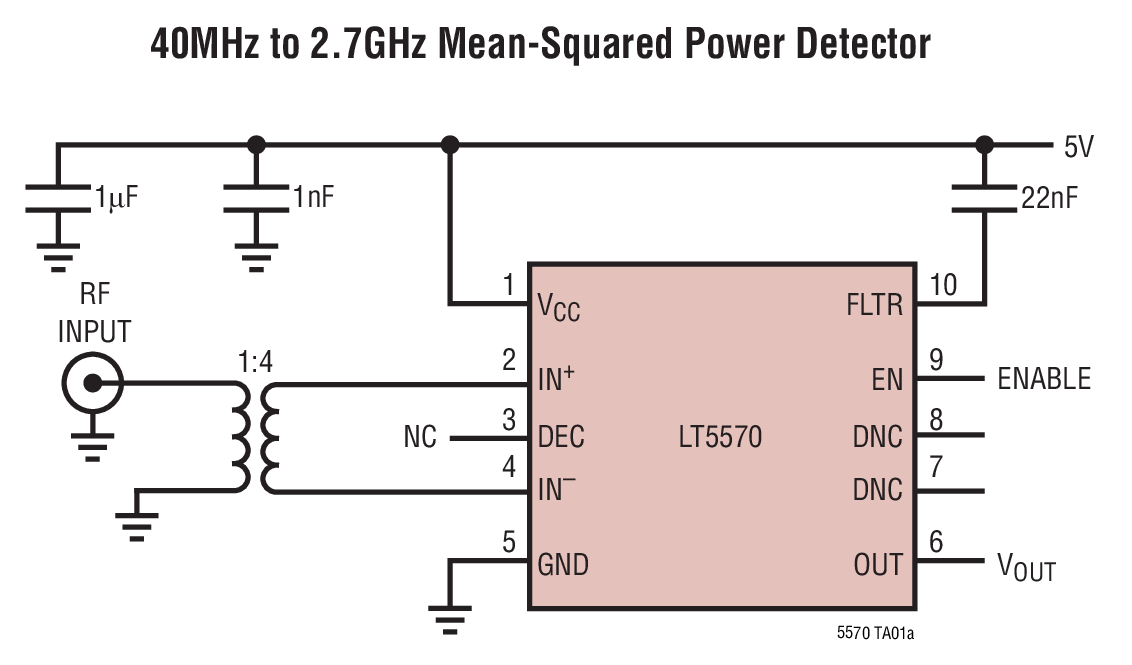 40MHz to 2.7GHz Mean-Squared Power Detector