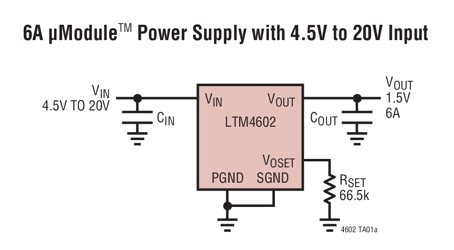 6A μModuleTM Power Supply with 4.5V to 20V Input
