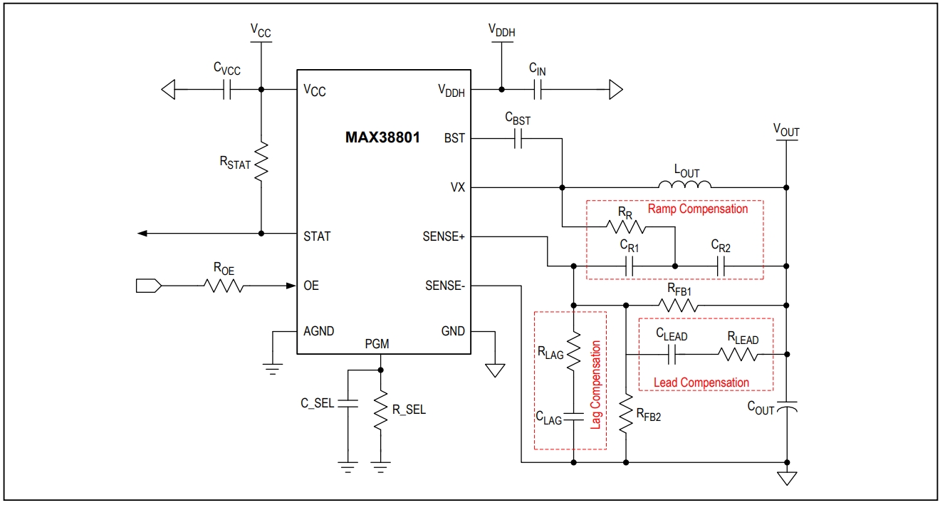 max38801 typical application circuit