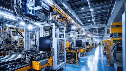 Factory with multiple conveyor belts