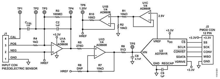 Charge Input Single Supply Data Acquisition System for Piezoelectric Sensors