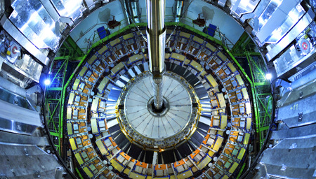 Front view of Cern's Compact Muon Solenoid detector technology.
