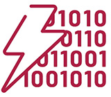Icon with a lightening bolt with binary numbers written behind it