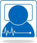 Icon depicting a patient on a bed