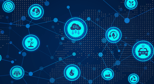 A dotted world map with an overlay of network electrification related icons