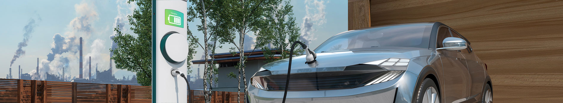 electric car charging at public station