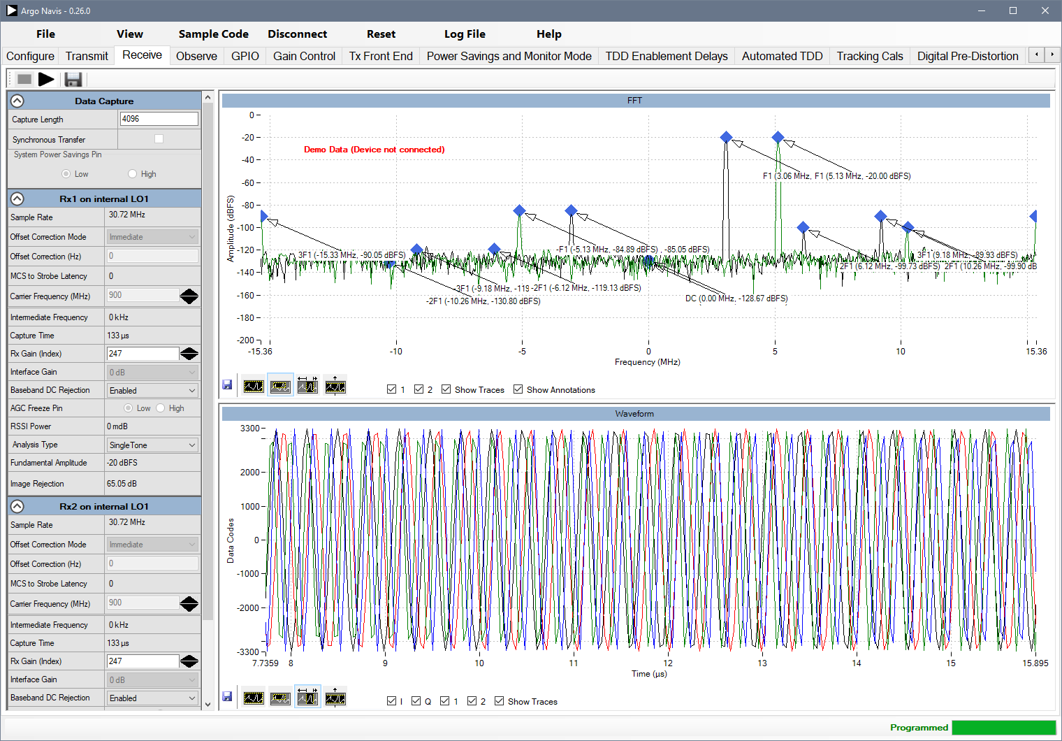 ADRV9001 Transceiver Evaluation Software (TES) and Software Development Kit (SDK) - Data Capture