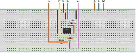 Figure 15. Noninverting amplifier breadboard circuit.