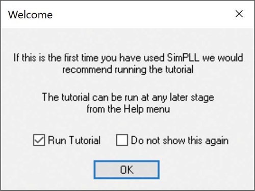 Figure 1. The ADIsimPLL welcome screen.