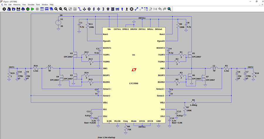Figure 3. LTspice, a useful simulation tool for GaN power supplies.