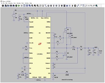 Figure 4. LTspice, a useful simulation tool for GaN power supplies. Figure 4. LTspice, a useful simulation tool for GaN power supplies.