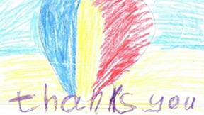 A child's drawing created in the Ukranian refugee camp in Romania