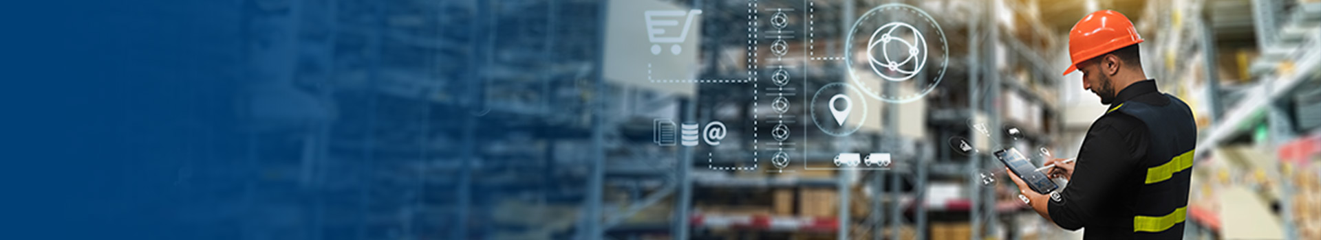 Warehouse worker using a tablet