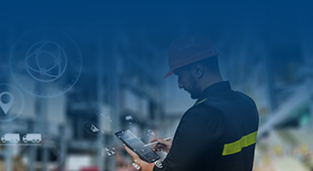 Warehouse worker using a tablet