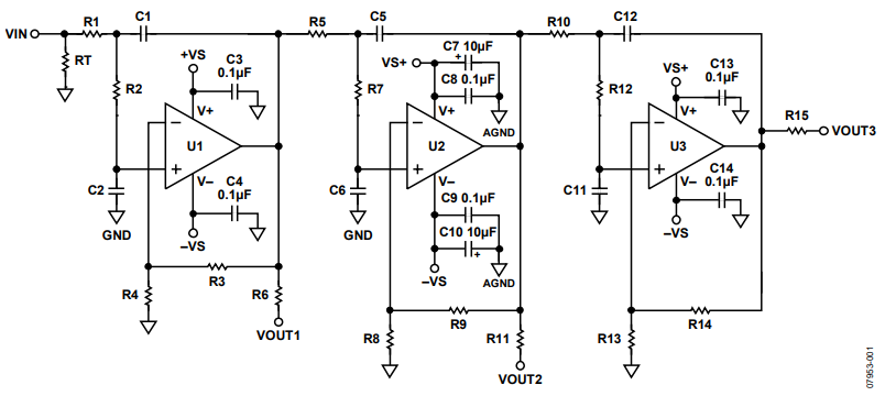Figure 1. Active Filter Evaluation Board Schematic.