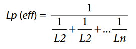 Total effective parallel inductance Lp (eff) using n discrete inductors Equation.