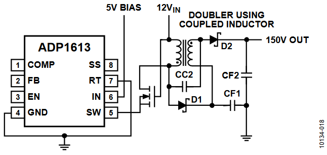 Figure 18. ADP1613 Cascode Configuration