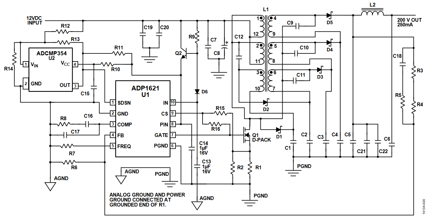 Figure 20. ADP1621 5× SEPIC Multiplied Boost (Tested Example)