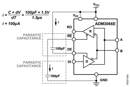 Figure 3. Parasitic Capacitances can Drive Logic Pins to Incorrect Levels