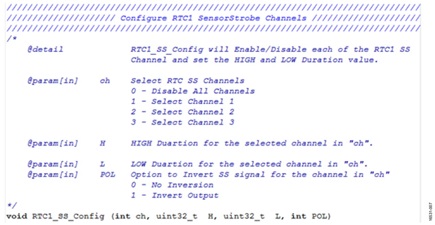 Figure 7. Source Code to Configure RTC1 SensorStrobe.