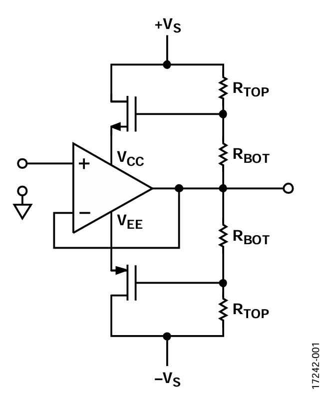図1. 簡略化した高電圧フォロワ回路図