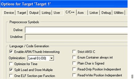 Figure 5. Selecting Split Load and Store Multiple Option.