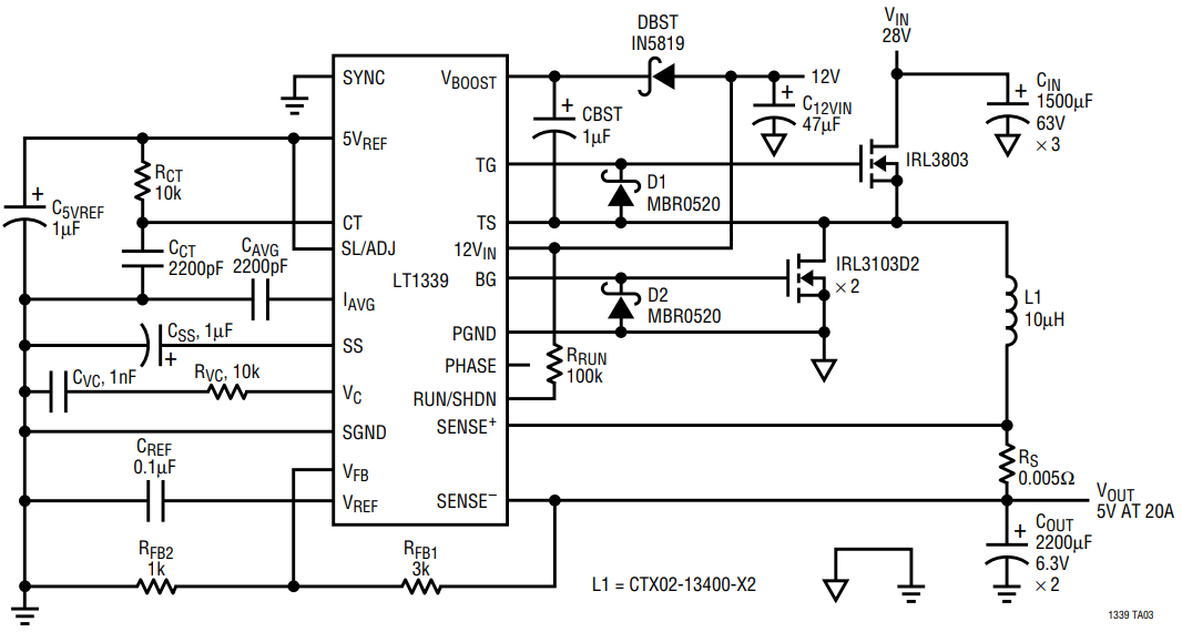 28V to 5V 20A Buck Converter