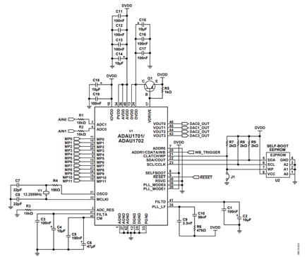 Figure 3. ADAU1701/ADAU1702 Self-Boot Schematic.