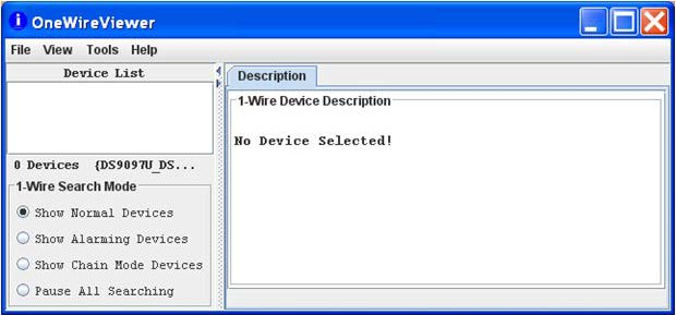 F図9. Java Setup Wizard、1-Wireポートの選択におけるUSBポート選択の表示