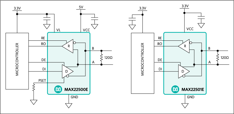 Figure C. MAX22500E and MAX22501E Application Circuits